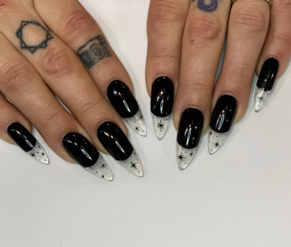 Negative space french tip nail art